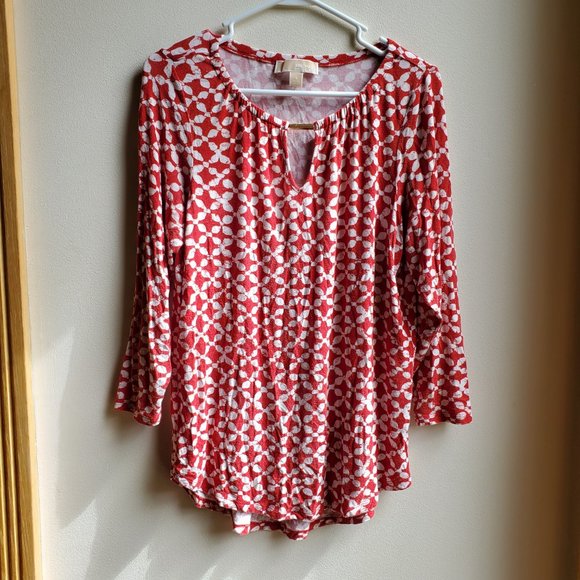 MICHAEL Michael Kors Red & White Geometric Print Jersey Size Small - Picture 9 of 16